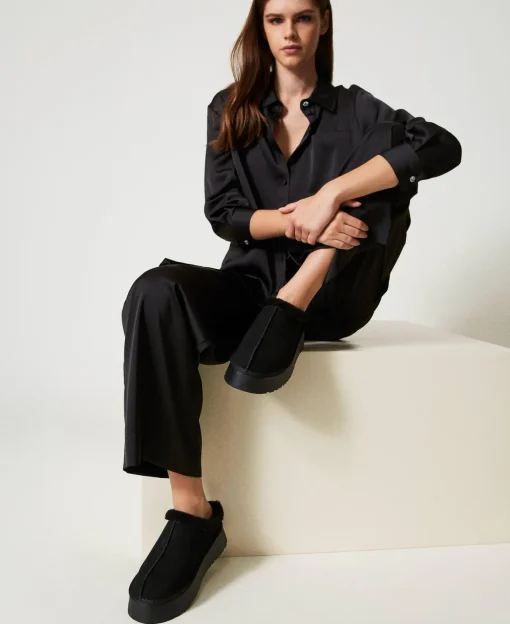 Chaussures Mules Avec Fausse Fourrure