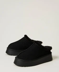 Chaussures Mules Avec Fausse Fourrure