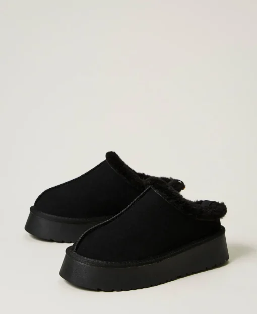 Chaussures Mules Avec Fausse Fourrure