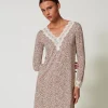 Chemise De Nuit Imprimée Avec Dentelle