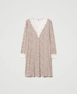 Chemise De Nuit Imprimée Avec Dentelle