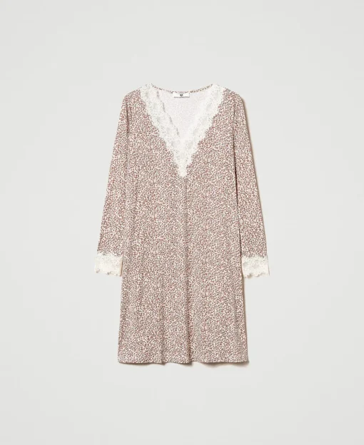 Chemise De Nuit Imprimée Avec Dentelle