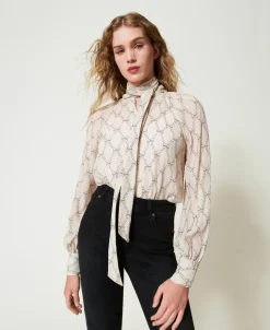 Chemise En Crépon Avec Imprimé Nœuds