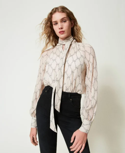 Chemise En Crépon Avec Imprimé Nœuds