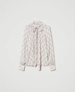Chemise En Crépon Avec Imprimé Nœuds