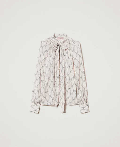 Chemise En Crépon Avec Imprimé Nœuds