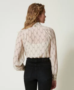 Chemise En Crépon Avec Imprimé Nœuds