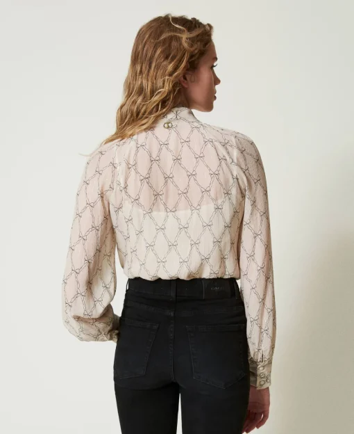 Chemise En Crépon Avec Imprimé Nœuds