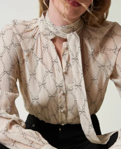 Chemise En Crépon Avec Imprimé Nœuds