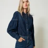 Chemise En Jean Avec Plumes