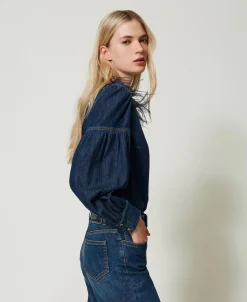 Chemise En Jean Avec Plumes