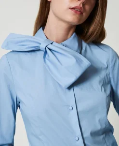 Chemise En Popeline Avec Nœud