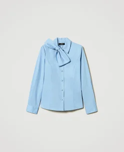 Chemise En Popeline Avec Nœud