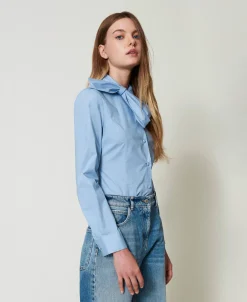 Chemise En Popeline Avec Nœud