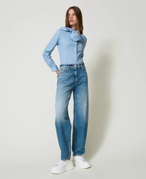 Chemise En Popeline Avec Nœud