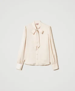Chemise En Satin Avec Nœud