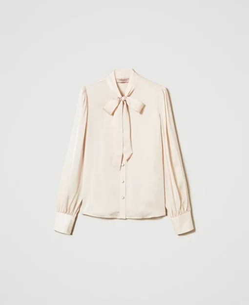 Chemise En Satin Avec Nœud