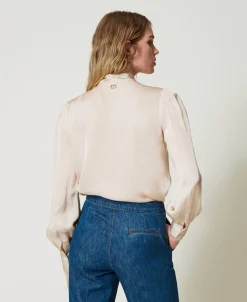 Chemise En Satin Avec Nœud