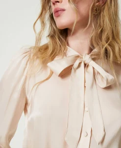 Chemise En Satin Avec Nœud