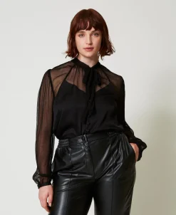 Chemise En Satin Et Mousseline