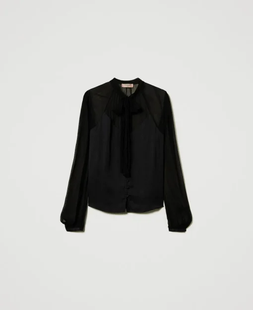 Chemise En Satin Et Mousseline