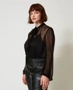 Chemise En Satin Et Mousseline