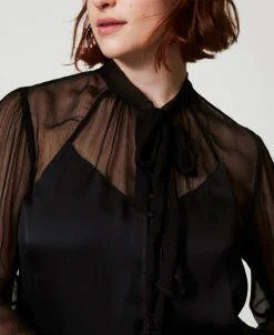 Chemise En Satin Et Mousseline