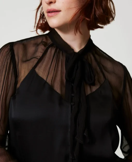 Chemise En Satin Et Mousseline