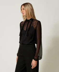 Chemise En Satin Et Mousseline