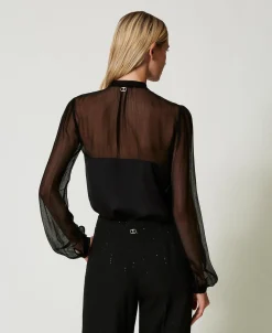 Chemise En Satin Et Mousseline