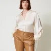 Chemise En Satin Martelé Avec Ajour