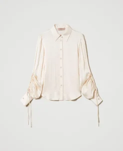 Chemise En Satin Martelé Avec Ajour