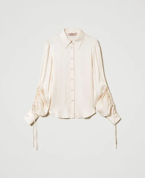 Chemise En Satin Martelé Avec Ajour