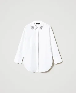Chemise Oversize En Popeline Avec Broderies