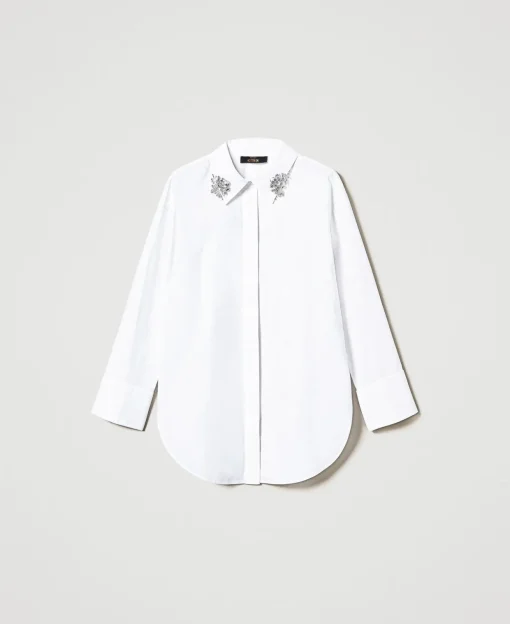 Chemise Oversize En Popeline Avec Broderies