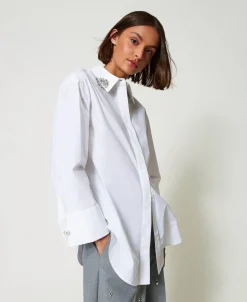 Chemise Oversize En Popeline Avec Broderies
