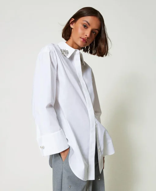 Chemise Oversize En Popeline Avec Broderies