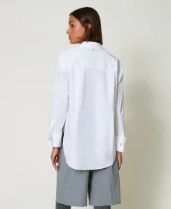 Chemise Oversize En Popeline Avec Broderies