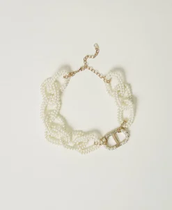 Collier Avec Chaîne De Perles Et Oval T