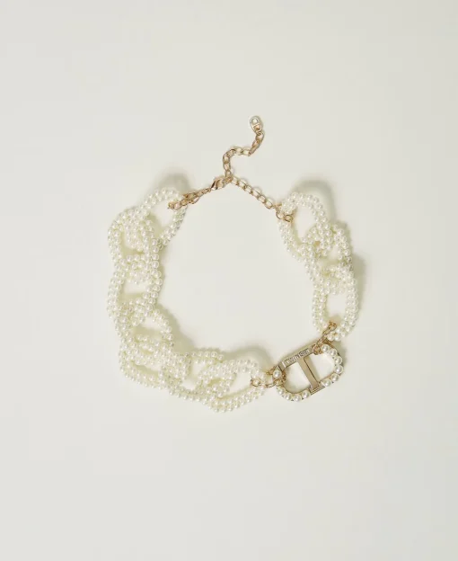 Collier Avec Chaîne De Perles Et Oval T