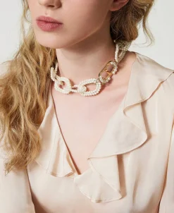 Collier Avec Chaîne De Perles Et Oval T