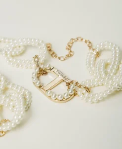 Collier Avec Chaîne De Perles Et Oval T