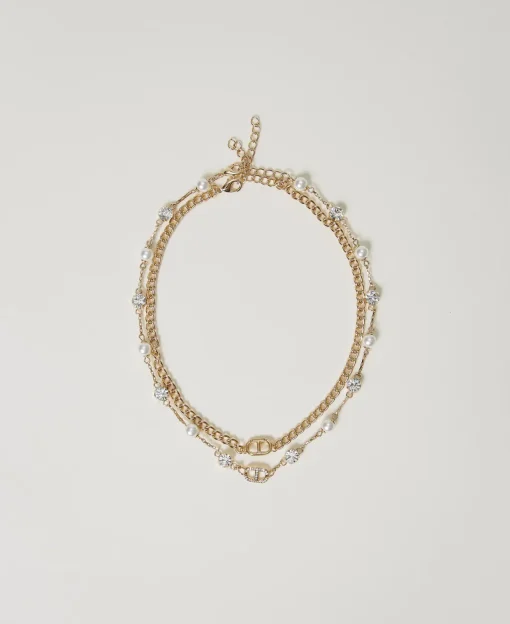 Collier Multirang Avec Strass Et Oval T