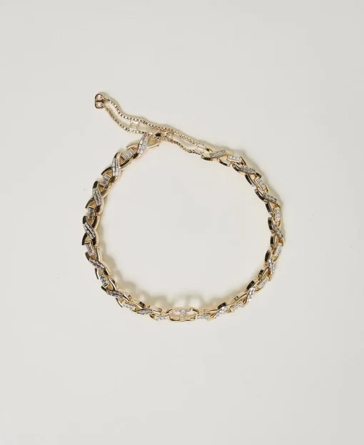 Collier Ras-du-cou Avec Strass Et Oval T