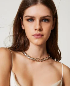Collier Ras-du-cou Avec Strass Et Oval T