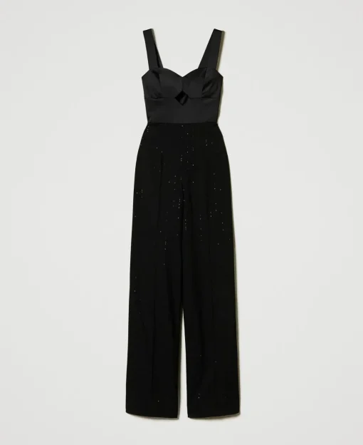 Combinaison En Satin Et Drap Avec Sequins