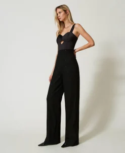 Combinaison En Satin Et Drap Avec Sequins