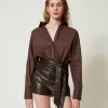 Combi-short En Popeline Et Tissu Enduit