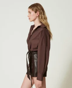 Combi-short En Popeline Et Tissu Enduit
