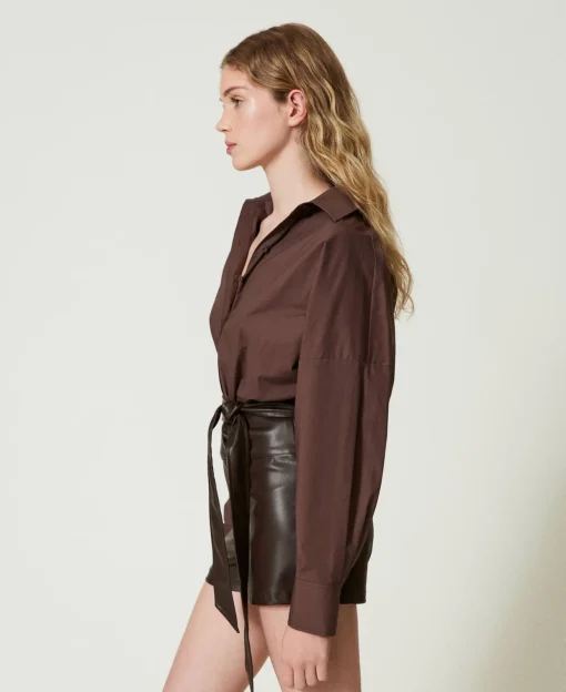 Combi-short En Popeline Et Tissu Enduit
